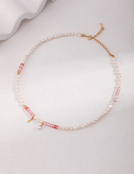 Watermelon Ruby Freshwater Pearl Necklace