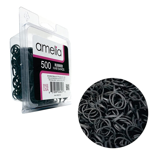 Amelia Beauty | 500 Count 1/2" Rubber Bands | Premium US Made Rubber Hair Ties | Ideal for Ponytails, Braids & Beards | Strong All Day Hold | Convenient Re-Closable Container | Black